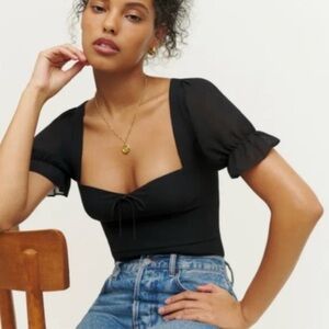 Elegant Black Puff Sleeve Top